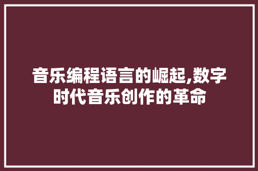 音乐编程语言的崛起,数字时代音乐创作的革命 电脑配置