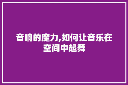 音响的魔力,如何让音乐在空间中起舞