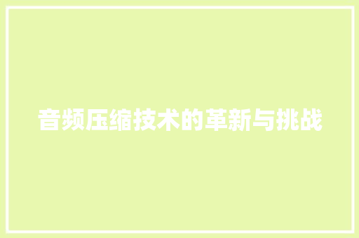 音频压缩技术的革新与挑战