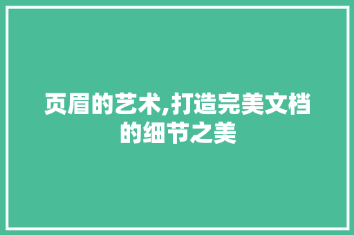 页眉的艺术,打造完美文档的细节之美