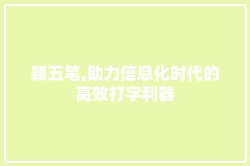 颖五笔,助力信息化时代的高效打字利器