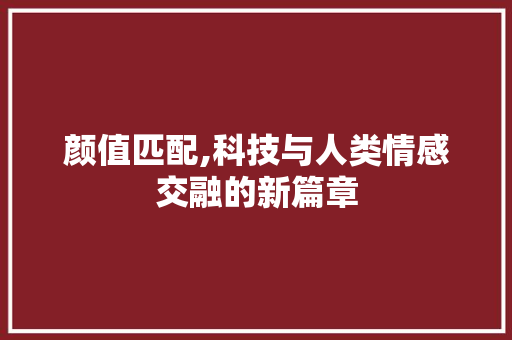 颜值匹配,科技与人类情感交融的新篇章