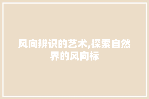 风向辨识的艺术,探索自然界的风向标 风向辨识的艺术,探索自然界的风向标