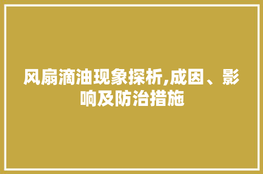 风扇滴油现象探析,成因、影响及防治措施 风扇滴油现象探析,成因、影响及防治措施