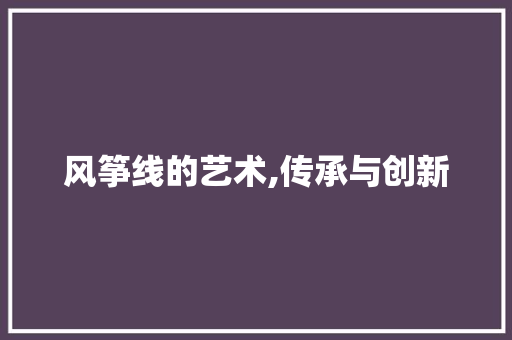 风筝线的艺术,传承与创新