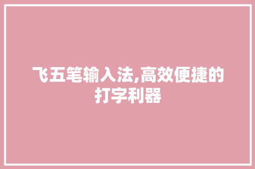 飞五笔输入法,高效便捷的打字利器