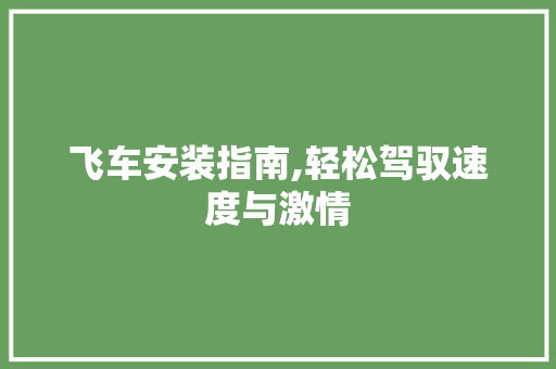飞车安装指南,轻松驾驭速度与激情