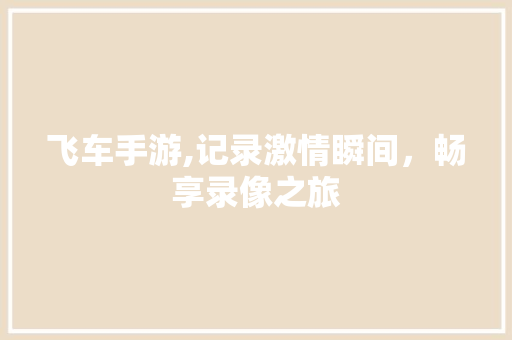 飞车手游,记录激情瞬间，畅享录像之旅