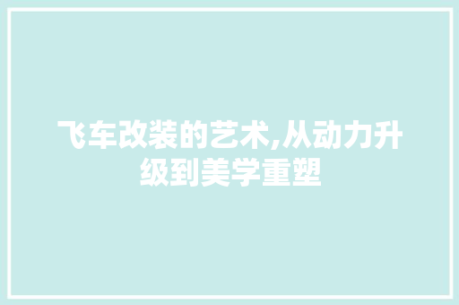 飞车改装的艺术,从动力升级到美学重塑