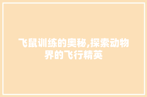 飞鼠训练的奥秘,探索动物界的飞行精英