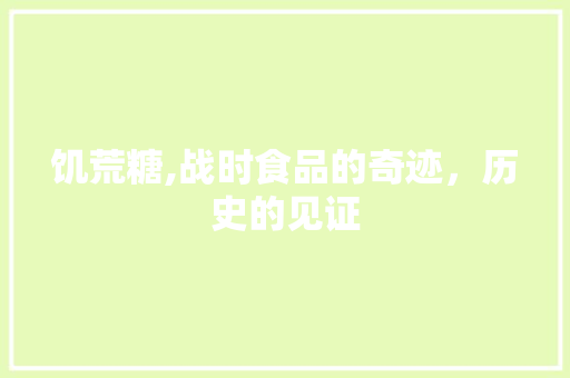 饥荒糖,战时食品的奇迹，历史的见证