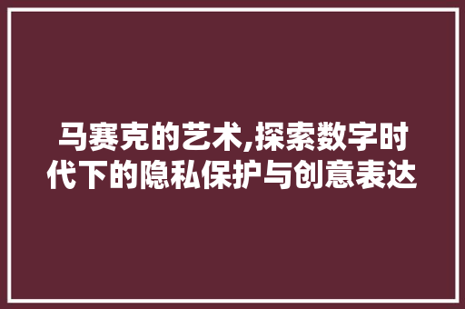 马赛克的艺术,探索数字时代下的隐私保护与创意表达