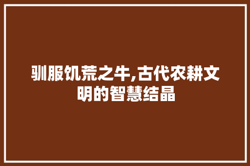 驯服饥荒之牛,古代农耕文明的智慧结晶
