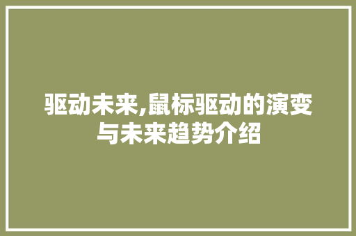 驱动未来,鼠标驱动的演变与未来趋势介绍