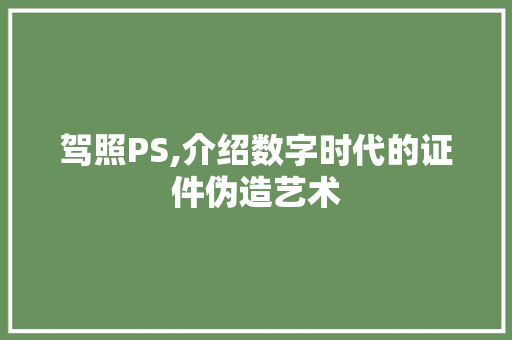 驾照PS,介绍数字时代的证件伪造艺术