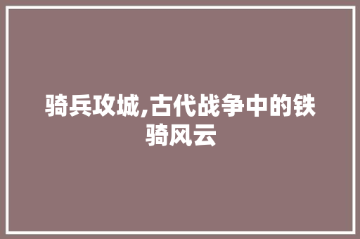 骑兵攻城,古代战争中的铁骑风云 电脑基础