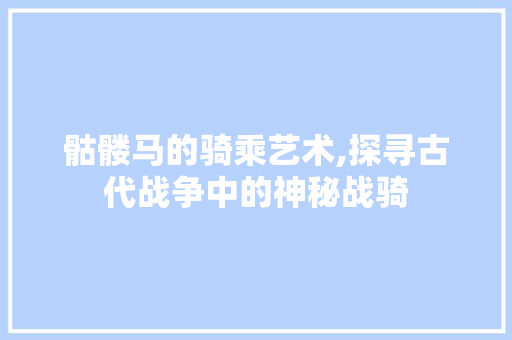 骷髅马的骑乘艺术,探寻古代战争中的神秘战骑