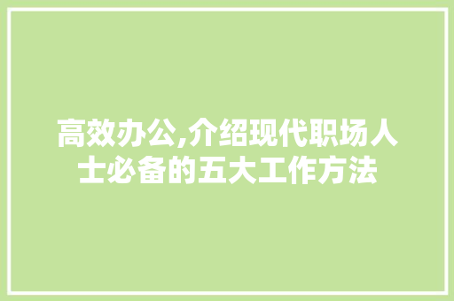 高效办公,介绍现代职场人士必备的五大工作方法