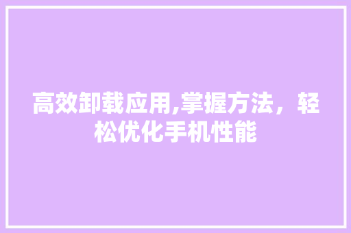 高效卸载应用,掌握方法，轻松优化手机性能