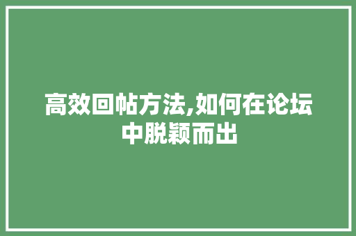 高效回帖方法,如何在论坛中脱颖而出