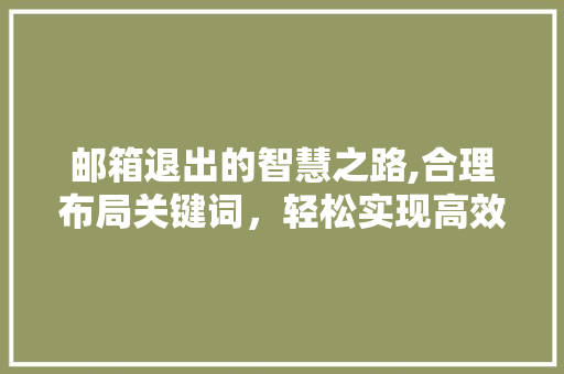 邮箱退出的智慧之路,合理布局关键词，轻松实现高效沟通
