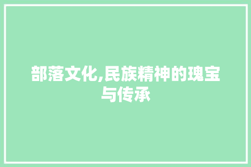 部落文化,民族精神的瑰宝与传承