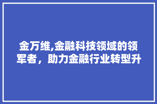 金万维,金融科技领域的领军者，助力金融行业转型升级