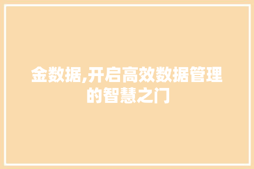 金数据,开启高效数据管理的智慧之门