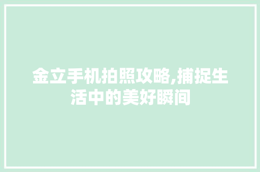 金立手机拍照攻略,捕捉生活中的美好瞬间 编程语言