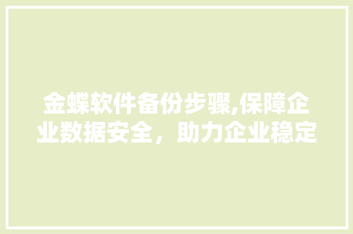 金蝶软件备份步骤,保障企业数据安全，助力企业稳定发展