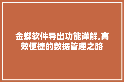 金蝶软件导出功能详解,高效便捷的数据管理之路 电脑配置