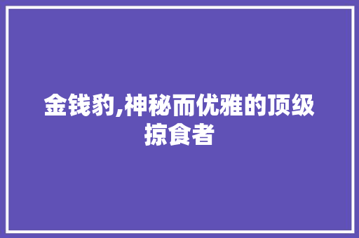 金钱豹,神秘而优雅的顶级掠食者 编程语言