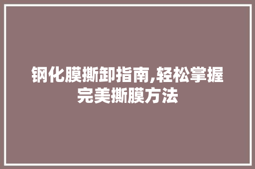 钢化膜撕卸指南,轻松掌握完美撕膜方法 钢化膜撕卸指南,轻松掌握完美撕膜方法