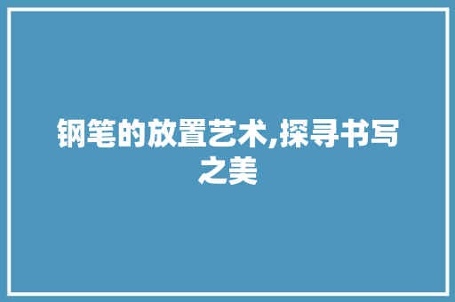 钢笔的放置艺术,探寻书写之美