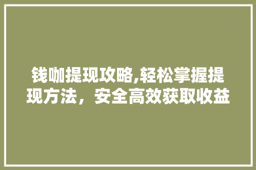 钱咖提现攻略,轻松掌握提现方法，安全高效获取收益