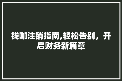 钱咖注销指南,轻松告别，开启财务新篇章