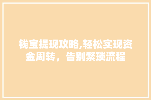 钱宝提现攻略,轻松实现资金周转,告别繁琐流程 钱宝提现攻略,轻松实现资金周转,告别繁琐流程