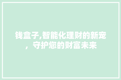 钱盒子,智能化理财的新宠,守护您的财富未来 钱盒子,智能化理财的新宠,守护您的财富未来