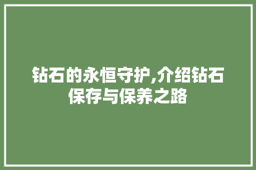 钻石的永恒守护,介绍钻石保存与保养之路