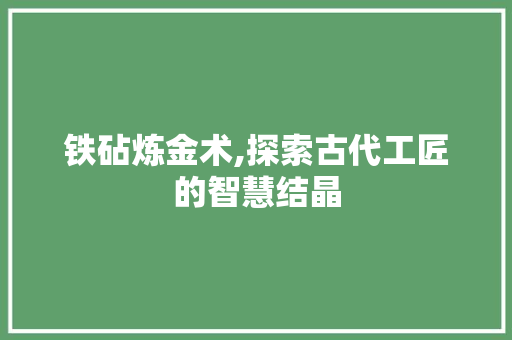铁砧炼金术,探索古代工匠的智慧结晶
