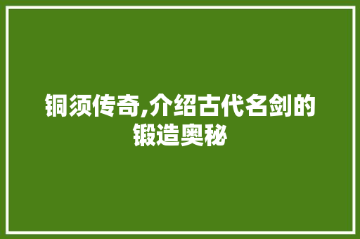 铜须传奇,介绍古代名剑的锻造奥秘