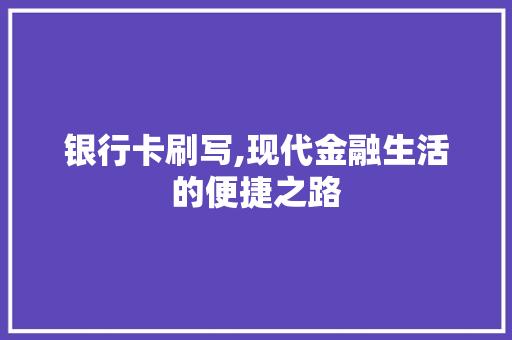 银行卡刷写,现代金融生活的便捷之路 电脑配置