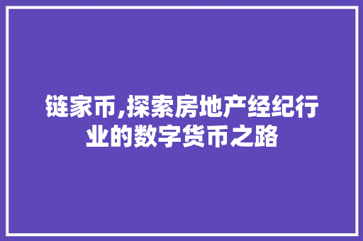 链家币,探索房地产经纪行业的数字货币之路 电脑基础