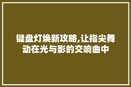 键盘灯焕新攻略,让指尖舞动在光与影的交响曲中 电脑基础
