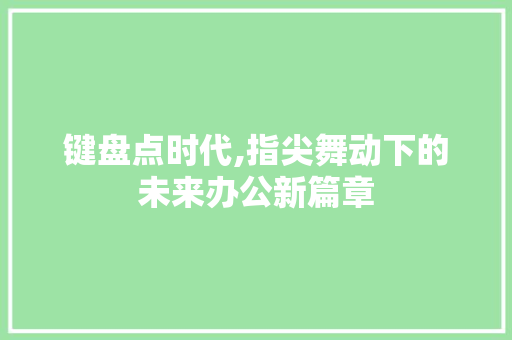 键盘点时代,指尖舞动下的未来办公新篇章 电脑故障维修
