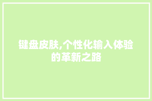 键盘皮肤,个性化输入体验的革新之路 编程语言