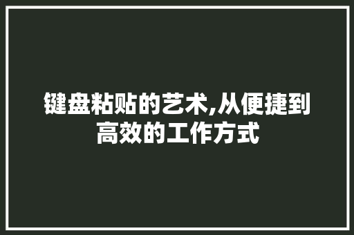 键盘粘贴的艺术,从便捷到高效的工作方式 电脑故障维修