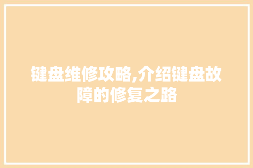 键盘维修攻略,介绍键盘故障的修复之路 电脑故障维修
