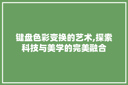 键盘色彩变换的艺术,探索科技与美学的完美融合 操作系统