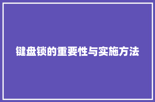 键盘锁的重要性与实施方法 电脑基础 键盘锁的重要性与实施方法 电脑基础